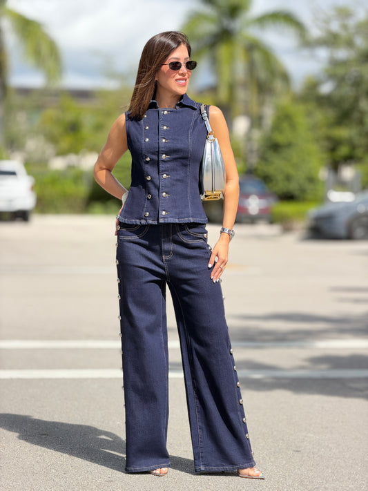 4671 Ten Dark Denim Buttons Set