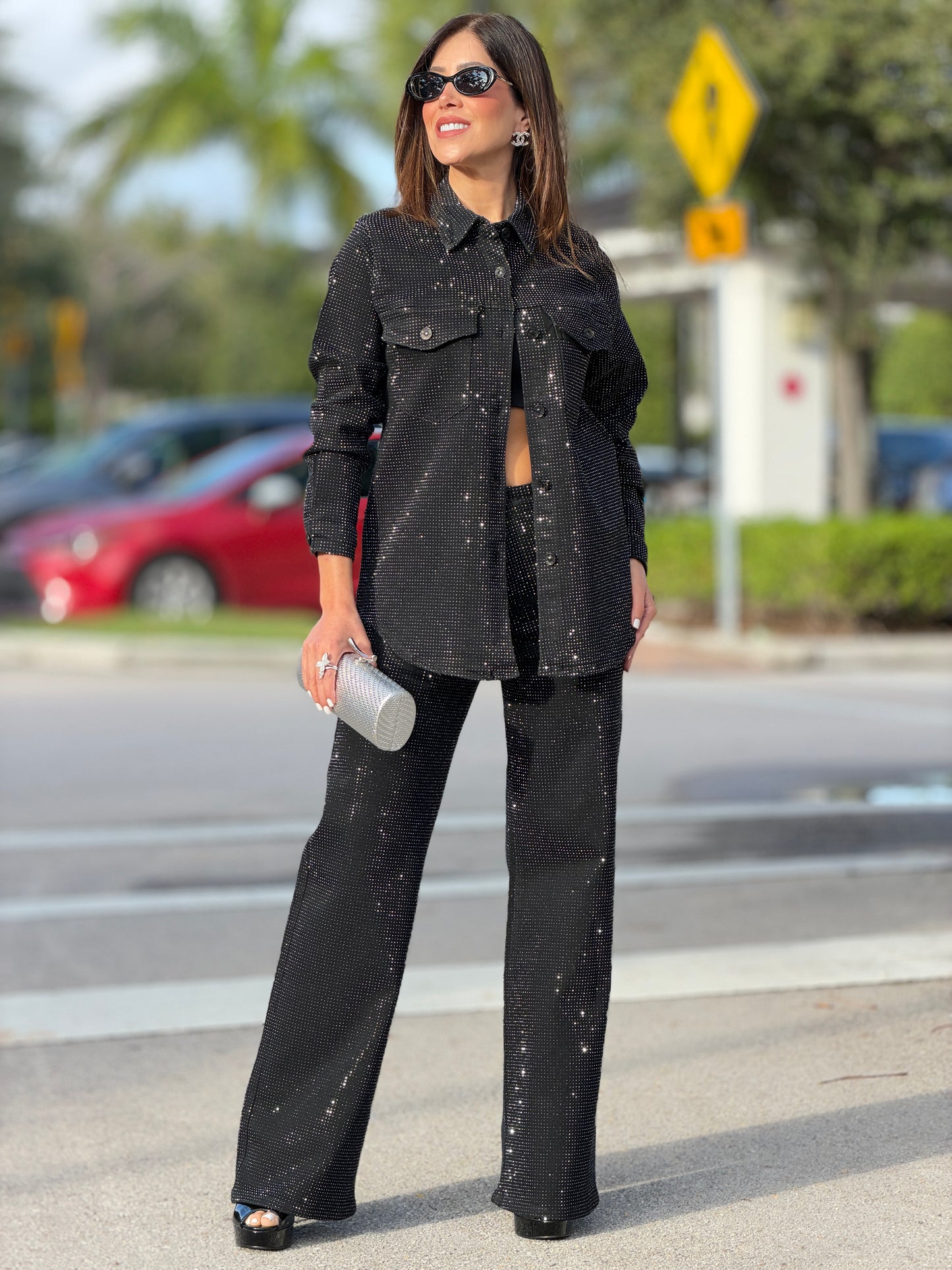 3192 Nina Black Rhinestone Jeans