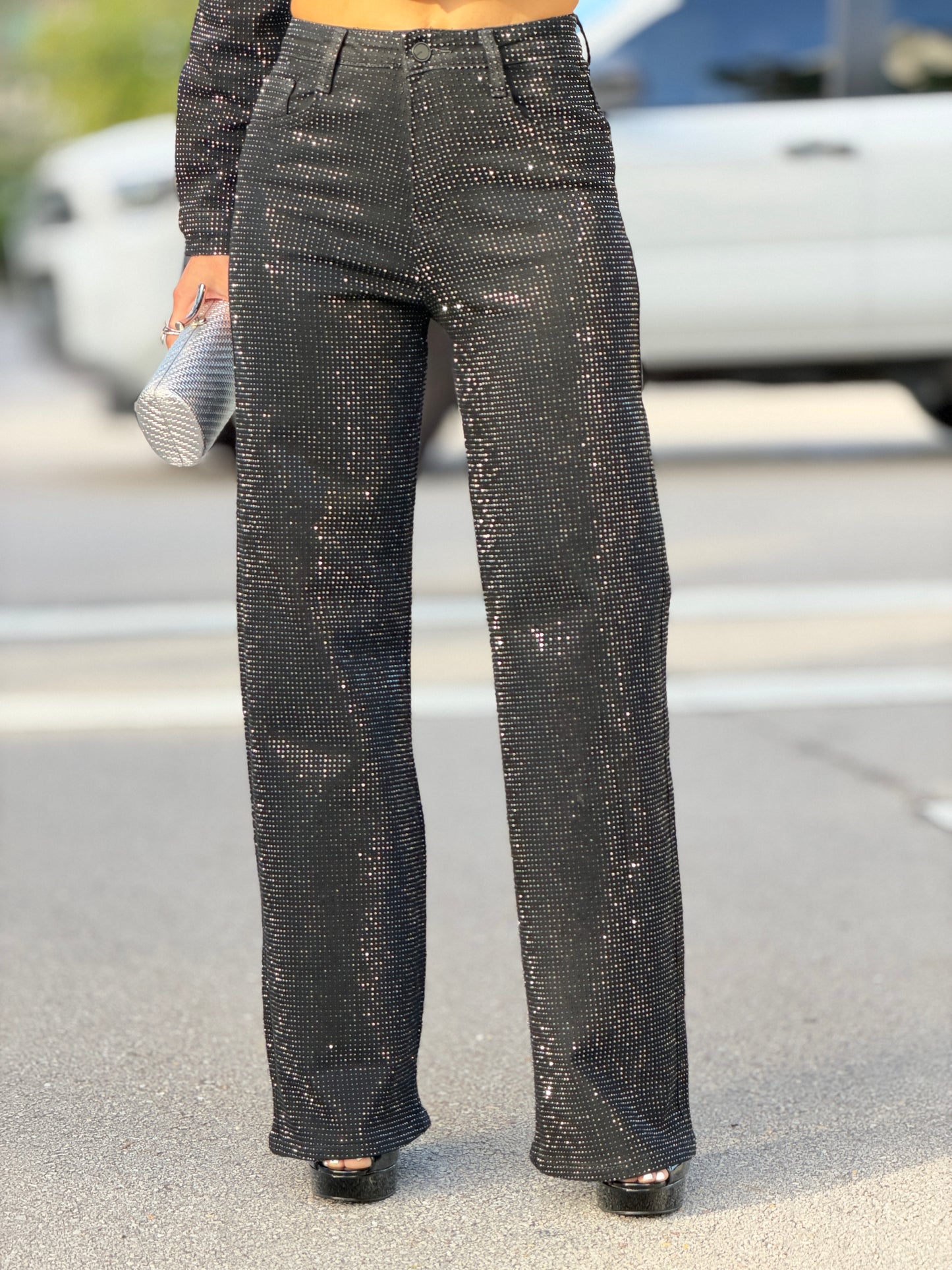3192 Nina Black Rhinestone Jeans