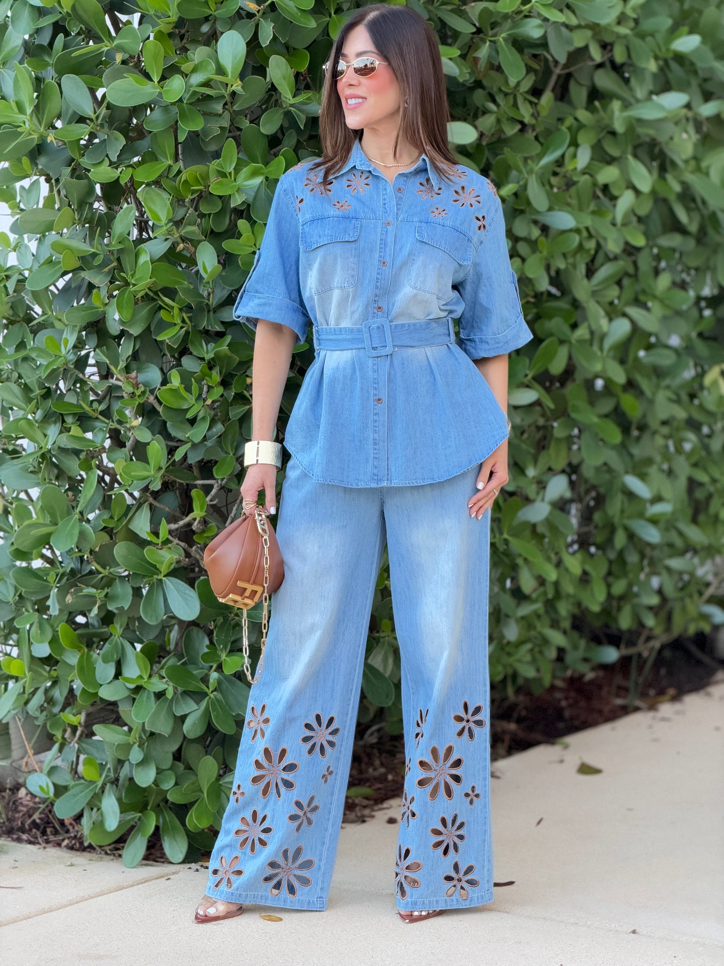 5009 EC Light Denim/Brown Flowers Set