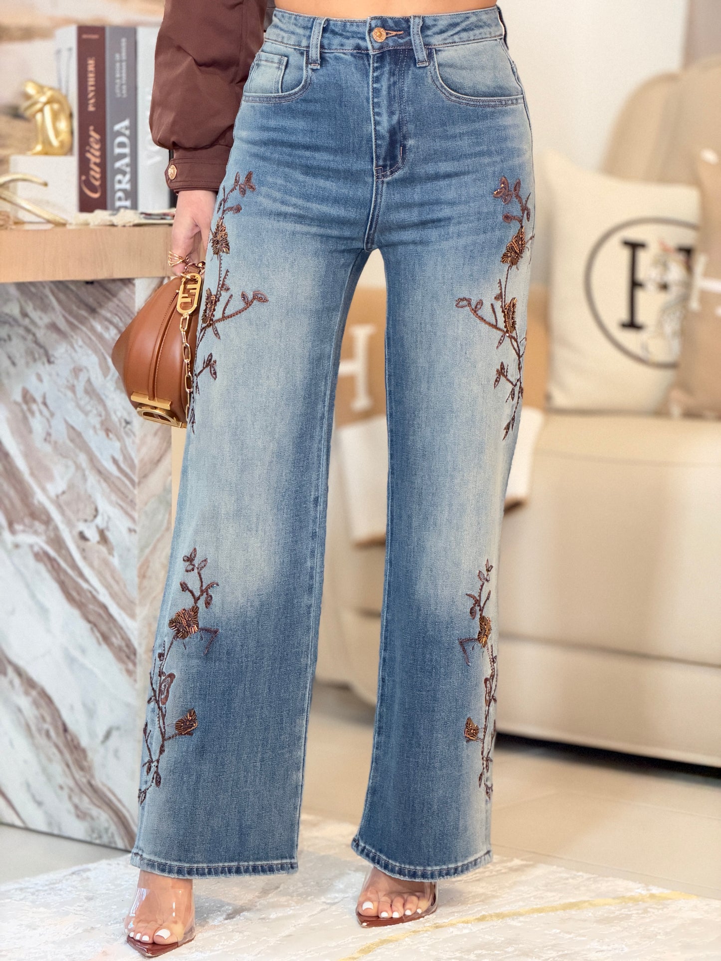 3118 Korea Denim Embellished Jeans