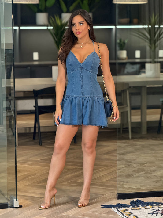 Daleska Denim Short Jumpsuit