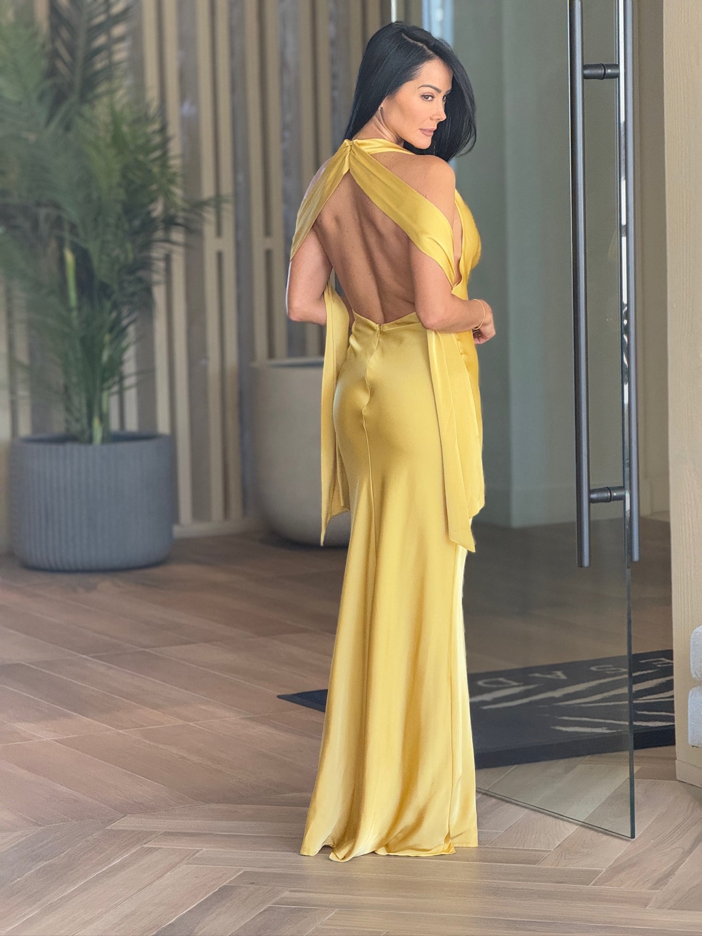 Norkys Yellow Satin Dress Gala