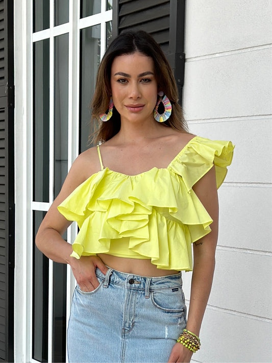 Leanne Yellow Ruffles Top