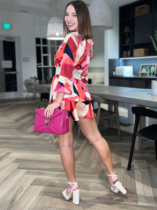 Hailey Pink Abstract Dress