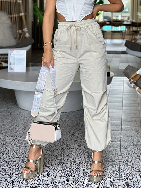 Tania Beige Cargo Pants