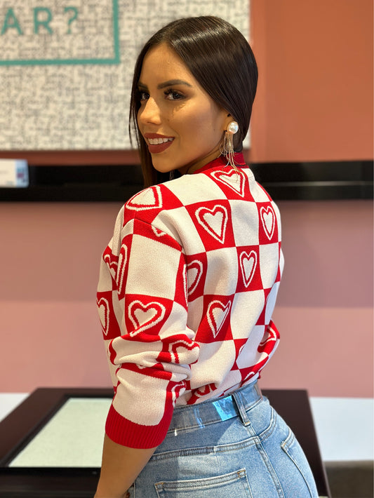 Candace Red Heart Cardigan