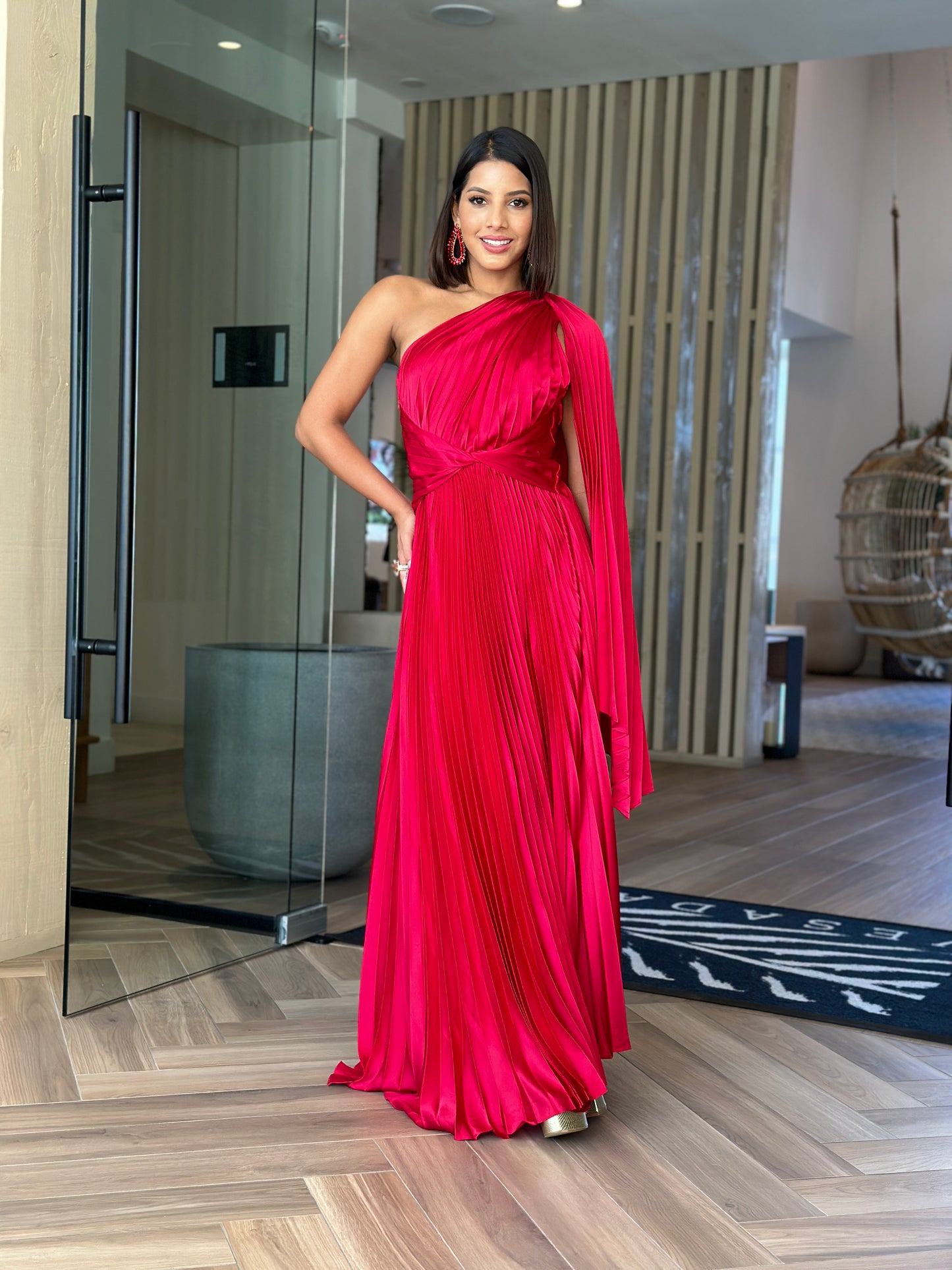 Aisha Red Satin Dress Gala