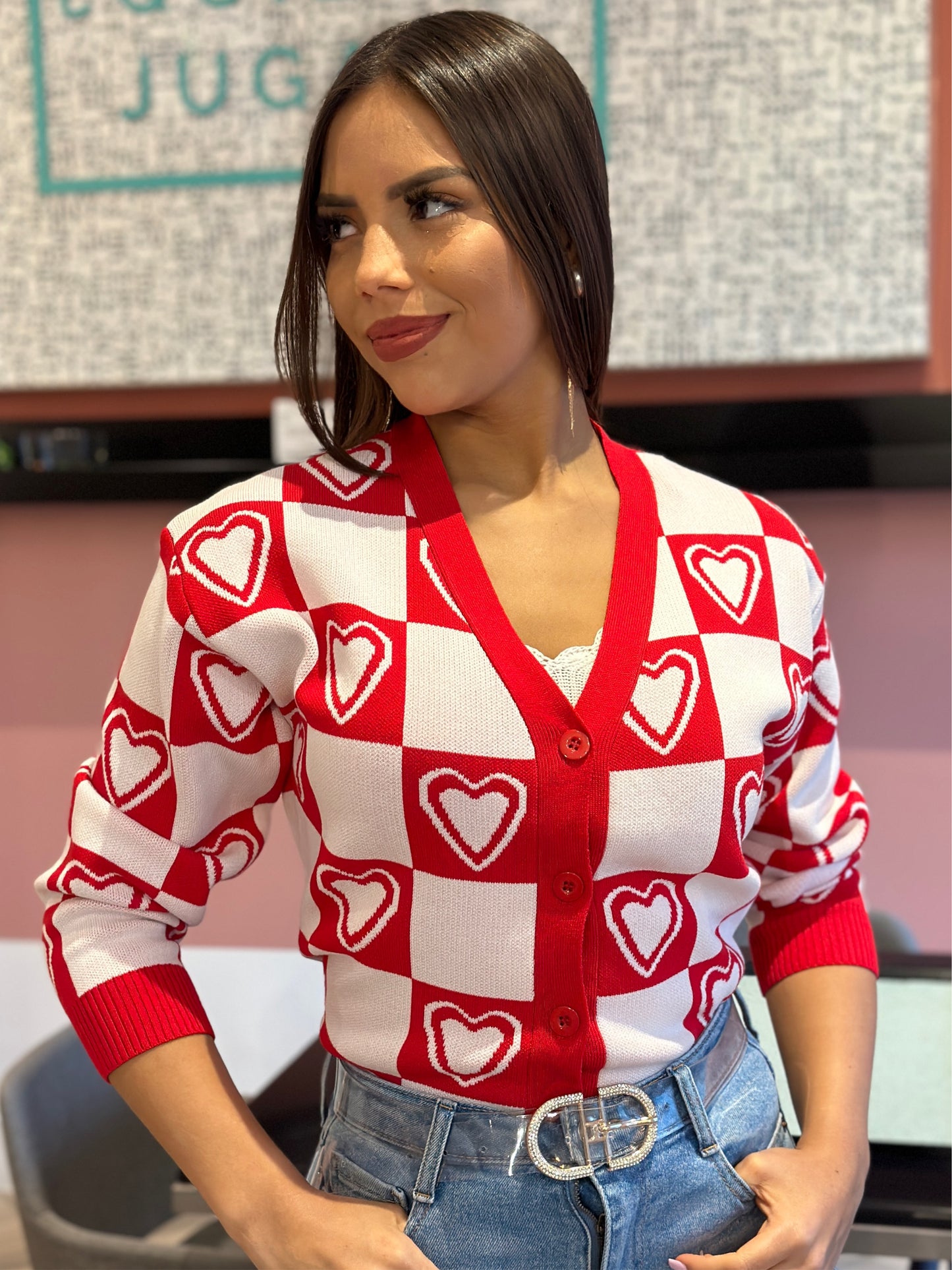 Candace Red Heart Cardigan